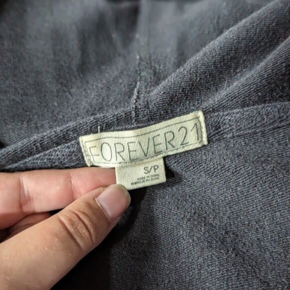 Forever 21 Black Sequins Front Zip Up Hoodie Sweater Jacket - Picture 9 of 10